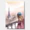 Designart - Young Paris Girl Watching Eiffel Tower - Traditional Canvas Wall Art